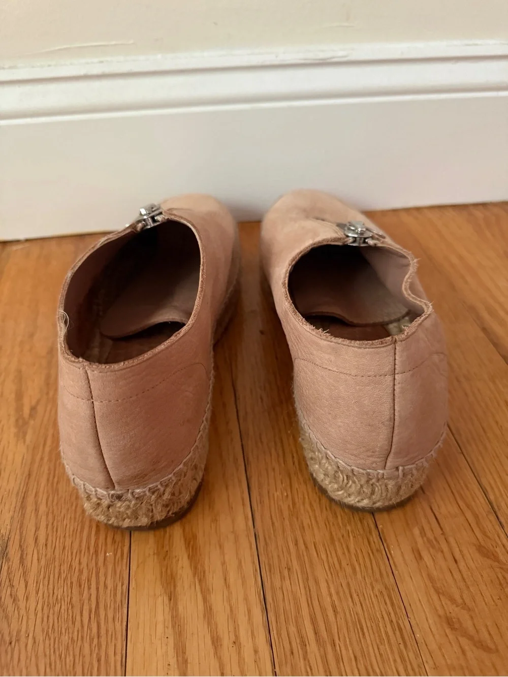 Alexander Wang Blush Suede Zip-Front Espadrille Flats